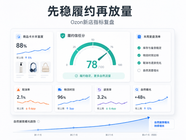 Ozon新店前三个月团队最该盯住哪几项运营指标